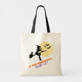 箒もしはハロウィーンの魔女に乗り不気味込む トートバッグ (正面)