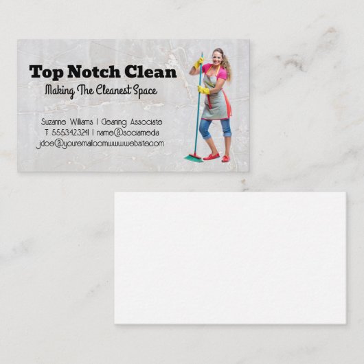 箒を持つ女性 名刺 (正面/裏面)