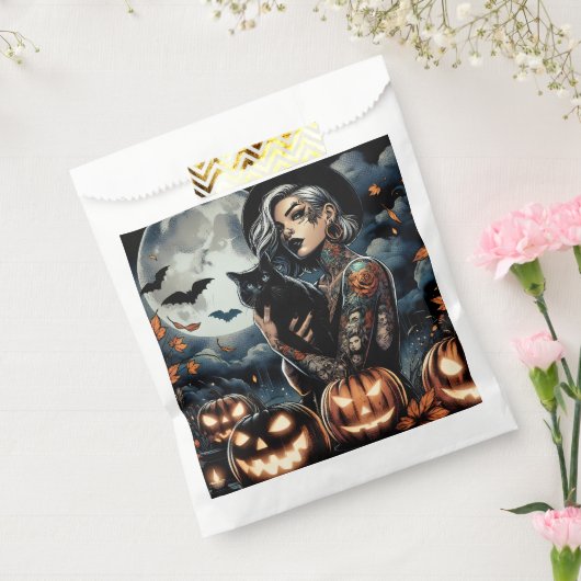 箒を持つ | 魔女をテーマにしたハローウィンパーティ フェイバーバッグ (封をした状態)