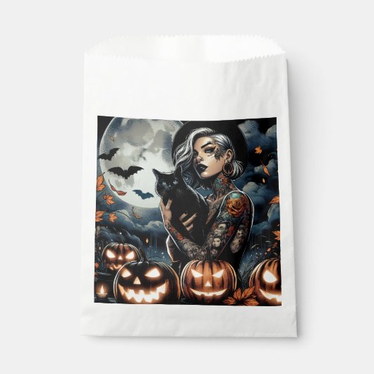 箒を持つ | 魔女をテーマにしたハローウィンパーティ フェイバーバッグ (正面)