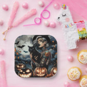 箒を持つ | 魔女をテーマにしたハローウィンパーティ ペーパープレート (パーティー)