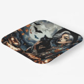 箒を持つ | 魔女をテーマにしたハローウィンパーティ ペーパープレート (傾斜あり)