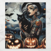 箒を持つ | 魔女をテーマにしたハローウィンパーティ ワインラベル (シングルラベル)