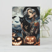 箒を持つ | 魔女をテーマにしたハローウィンパーティ 招待状 (スタンド正面)