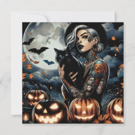 箒を持つ | 魔女をテーマにしたハローウィンパーティ 招待状