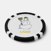 箒雪だるまブラック金ゴールド10000ストライプのトランプのポーカーチップ ポーカーチップ (シングル)