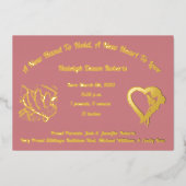 箔と写真の誕生の発表を保持する新しい手 箔招待状 (正面)