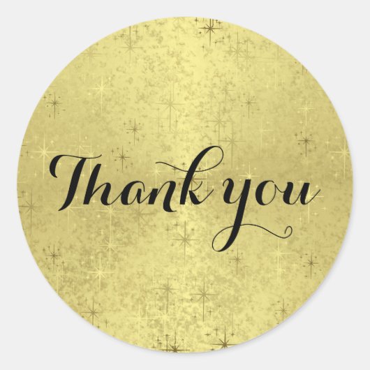 箔に金のクリスマススターを「ありがとう」フェイク ラウンドシール (正面)