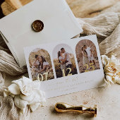 箔アーチ写真 Save The Date ミニマルウェディングカード 箔招待状