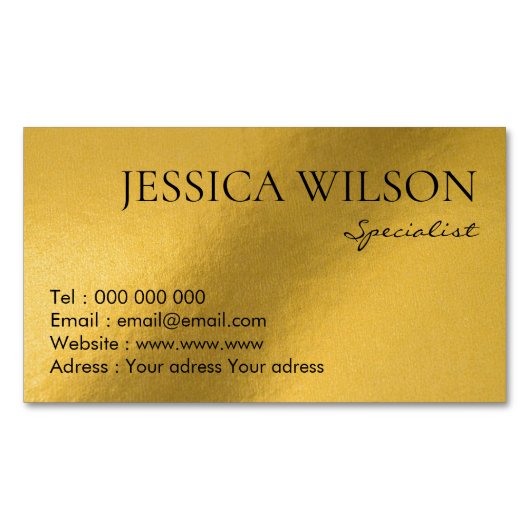 箔エレガント金ゴールドモダン名刺マグネット マグネット名刺 (正面)