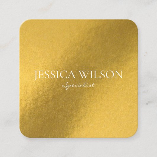 箔エレガント金ゴールド名モダン名刺 スクエア名刺 (正面)