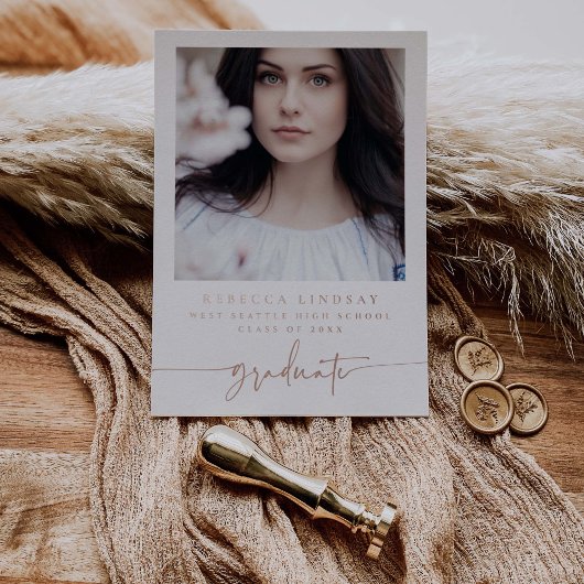 箔スクリプト卒業式発表写真カード 箔招待状