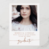 箔スクリプト卒業式発表写真カード 箔招待状 (正面)