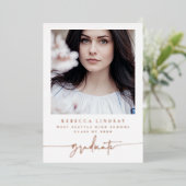 箔スクリプト卒業式発表写真カード 箔招待状 (立ち正面)