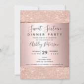 箔バラ金ゴールドグリッタータイポグラフィSweet sixteen 招待状 (正面)