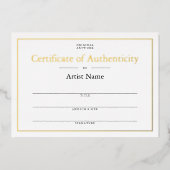 箔パーソナライズされた真正性技術証明書 箔招待状 (正面)