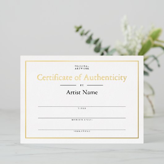 箔パーソナライズされた真正性技術証明書 箔招待状 (立ち正面)