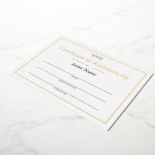 箔パーソナライズされた真正性技術証明書 箔招待状 (回転した状態)