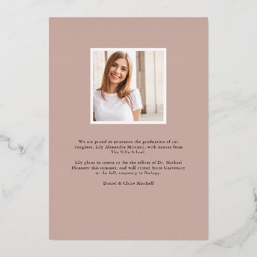 箔下敷き |写真卒業のお知らせ 箔招待状 (裏面)