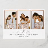 箔仕上げ Save The Date フォトフレーム アナウンスメント カード (正面)
