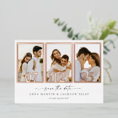 箔仕上げ Save The Date フォトフレーム アナウンスメント カード (立ち正面)