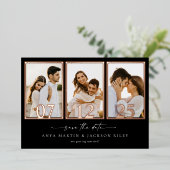 箔仕上げ Save The Date フォトフレーム アナウンスメント カード (立ち正面)