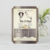 箔加工ゴールドシルバーブラスのトレンディーな結婚式 招待状 (スタンド正面)