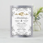 箔加工ゴールドシルバーブラス ヴィンテージウェディング 招待状 (スタンド正面)