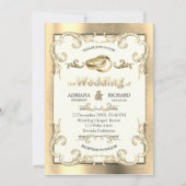 箔加工ゴールド・シルバー・ブラス ヴィンテージ ウェディング 招待状 (正面)