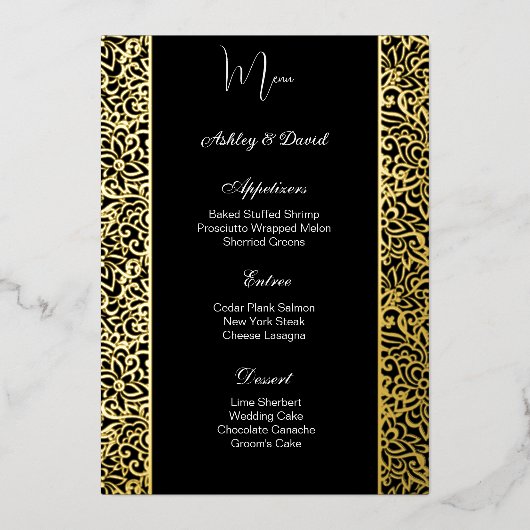 箔婚礼菜单卡 箔招待状 (正面)