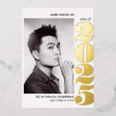 箔年 |大学の写真卒業 箔招待状 (正面)