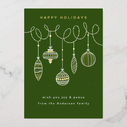 箔押しのクリスマスオーナメント 箔シーズンカード (正面)