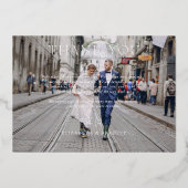 箔押しのミニマルな結婚式の写真の御礼カード 箔招待状 (裏面)