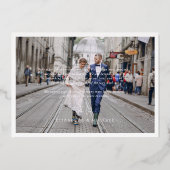 箔押しのミニマルな結婚式の写真の御礼カード 箔招待状 (裏面)
