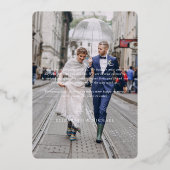 箔押しのミニマルな結婚式の写真の御礼カード 箔招待状 (裏面)