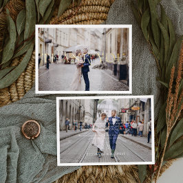 箔押しのミニマルな結婚式の写真の御礼カード 箔招待状