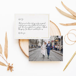 箔押しのミニマルな結婚式の写真の御礼カード 箔招待状