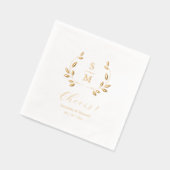 箔押しの葉のイニシャルナプキン ウェディング 箔ナプキン (左)