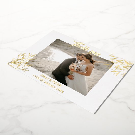 箔押しゴールドの結婚式お礼招待状 箔招待状 (回転した状態)