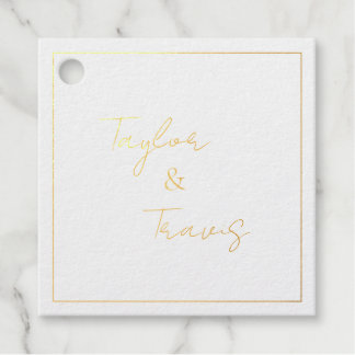 箔押しスクエアモノグラム結婚式タグ フェイバータグ