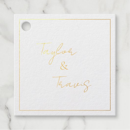 箔押しスクエアモノグラム結婚式タグ フェイバータグ (正面)