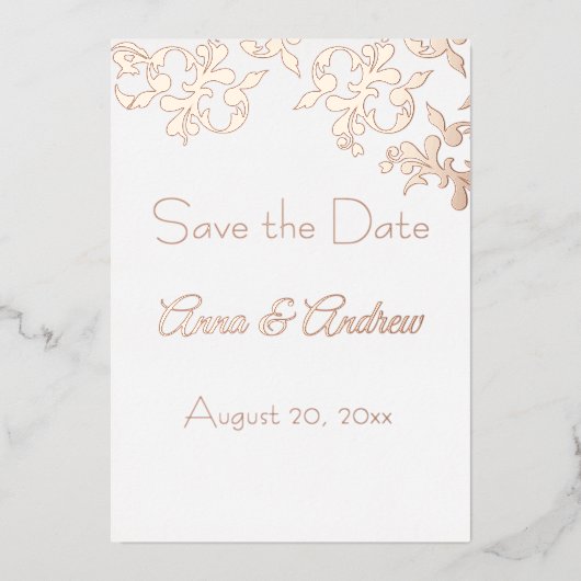 箔押しスクロールSave the Dates 招待状 (正面)
