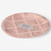 箔押しダマスク ローズゴールドとブッシュのウェディング ペーパープレート (アングル)