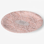 箔押しダマスク ローズゴールドとブッシュのウェディング ペーパープレート (アングル)