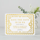 箔押しパペルピカドフォト結婚式Save The Dateカード 箔招待状 (立ち正面)