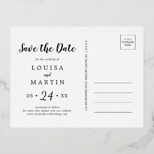 箔押しフォイルのクリスマス・セーブ・ザ・デート写真 箔シーズンポストカード (裏面)