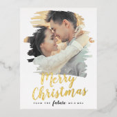 箔押しフォイルのクリスマス・セーブ・ザ・デート写真 箔シーズンポストカード (正面)