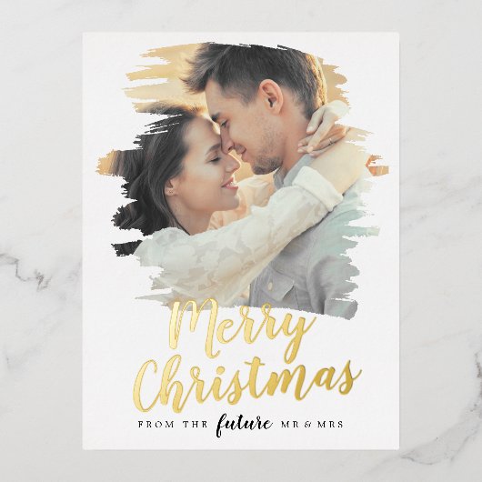 箔押しフォイルのクリスマス・セーブ・ザ・デート写真 箔シーズンポストカード (正面)