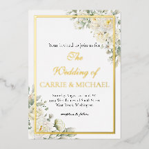 箔押しホワイトローズ 結婚式の招待状