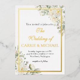 箔押しホワイトローズ 結婚式の招待状 箔招待状